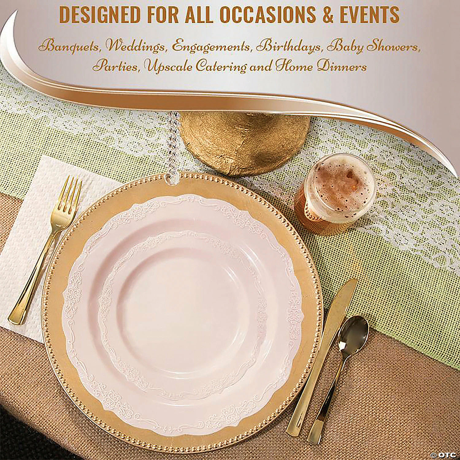 Best Sale ⭐ Pink Vintage Round Disposable Plastic Dinnerware Value Set (20 Settings) ❤️ 5 Best Sale ⭐ Pink Vintage Round Disposable Plastic Dinnerware Value Set (20 Settings) ❤️ - Image 5