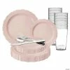 New 🎉 Pink Vintage Round Disposable Plastic Dinnerware Value Set (60 Settings) 🎉