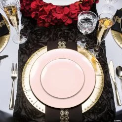 Discount 🌟 Pink with Gold Organic Round Disposable Plastic Dinnerware Value Set (120 Settings) ✨ -Party Tableware Shop pink with gold organic round disposable plastic dinnerware value set 120 settings14274441 a05