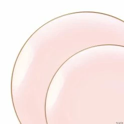 Brand new 😍 Pink with Gold Organic Round Disposable Plastic Dinnerware Value Set (40 Dinner Plates + 40 Salad Plates) 🤩
