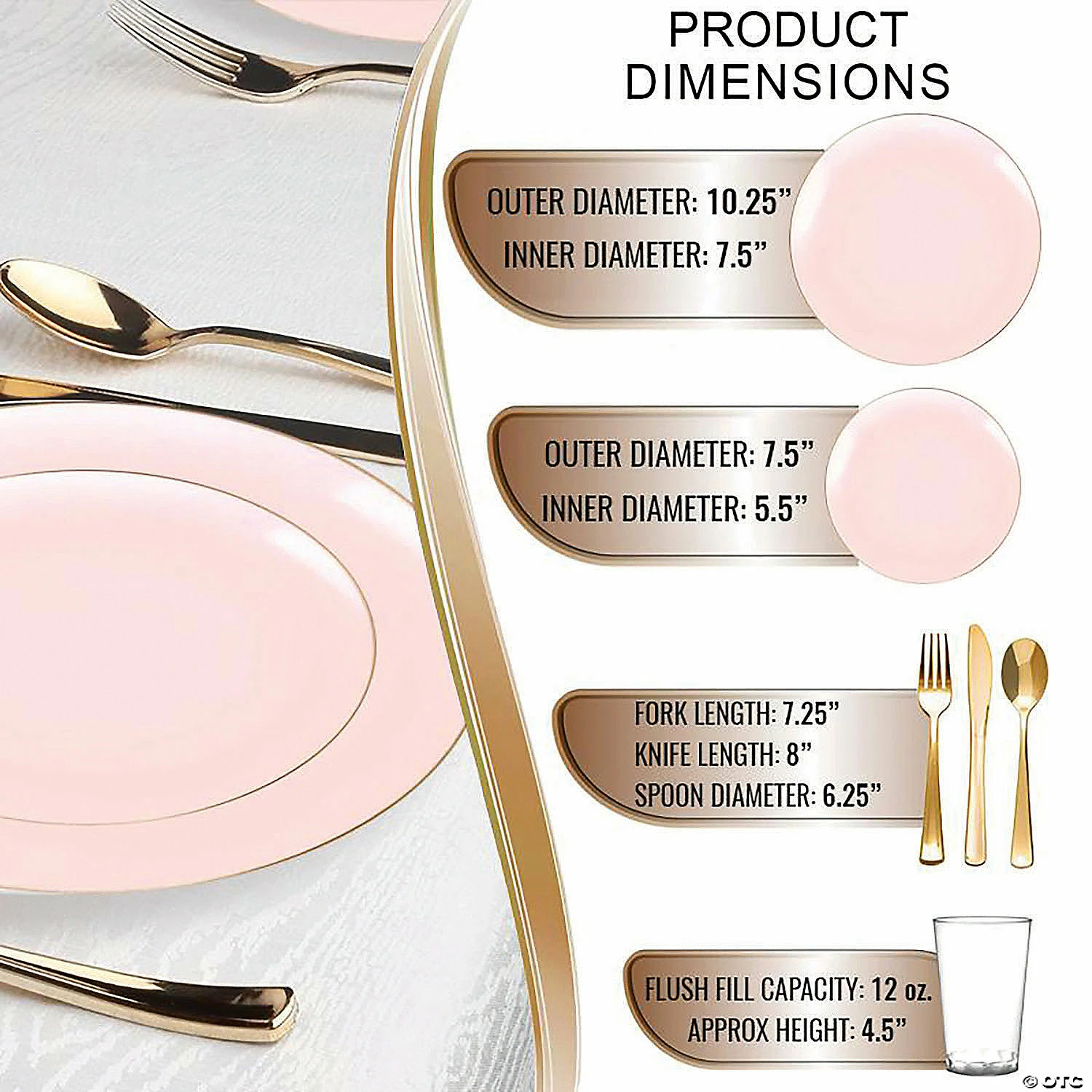 Cheap 🤩 Pink with Gold Organic Round Disposable Plastic Dinnerware Value Set (60 Settings) 🧨 2 Cheap 🤩 Pink with Gold Organic Round Disposable Plastic Dinnerware Value Set (60 Settings) 🧨 - Image 2