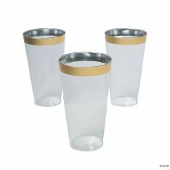 Hot Sale 🤩 Premium Gold-Trim Plastic Tumblers - 16 Ct. 🥰