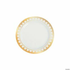 Wholesale 👍 Premium Plastic Dessert Plates with Ornate Gold Trim - 25 Ct. 🔥
