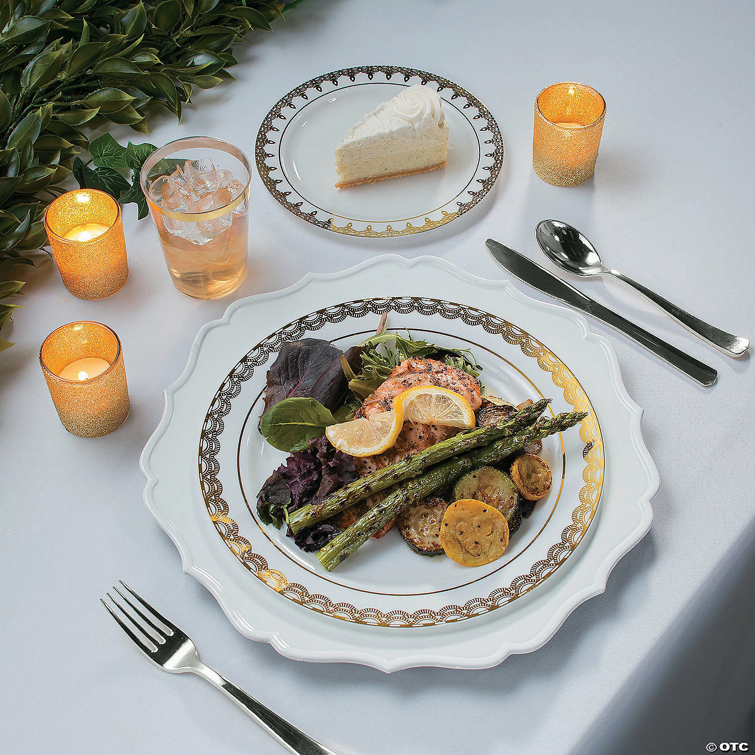 Wholesale 👍 Premium Plastic Dessert Plates with Ornate Gold Trim - 25 Ct. 🔥 2 Wholesale 👍 Premium Plastic Dessert Plates with Ornate Gold Trim - 25 Ct. 🔥 - Image 2