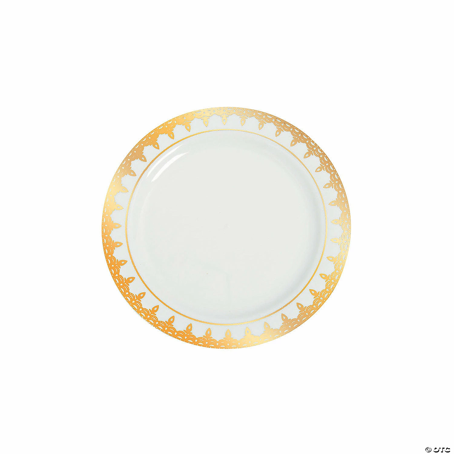 Wholesale 👍 Premium Plastic Dessert Plates with Ornate Gold Trim - 25 Ct. 🔥 1 Wholesale 👍 Premium Plastic Dessert Plates with Ornate Gold Trim - 25 Ct. 🔥