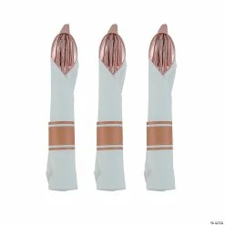 Buy ๐งจ Premium Rose Gold Plastic Cutlery Sets in Rolled Napkin - 10 Ct. ๐