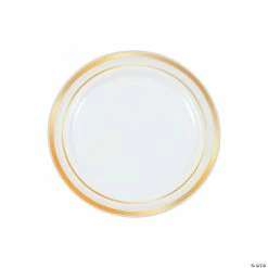 Top 10 🥰 Premium White Plastic Dessert Plates with Metallic Trim - 25 Ct. 🔔