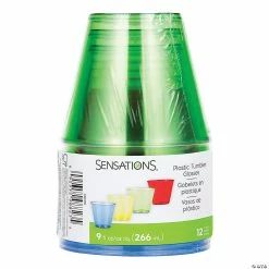 Promo 🛒 Small Basic Color Clear Plastic Tumblers - 24 Pc. 🔥 -Party Tableware Shop small basic color clear plastic tumblers 24 pc 14093059 a02