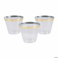 Promo 🎉 Small Plastic Cups with Gold Trim - 24 Pc. 🧨