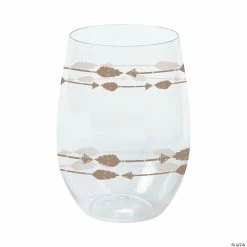 Wholesale 🔥 Tribal Baby Shower Stemless Plastic Wine Glasses - 6 Ct. 💯